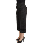 Dolce & Gabbana Black Brocade Cropped High Waist Pants PAN73078- 36