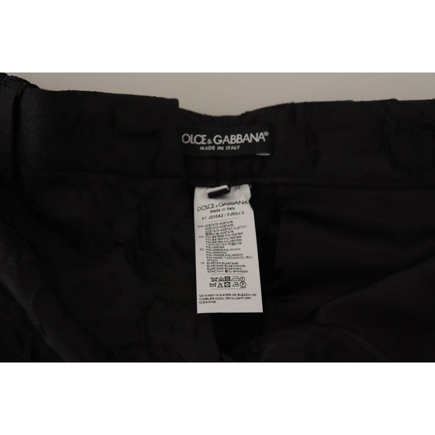 Dolce & Gabbana Black Brocade Cropped High Waist Pants PAN73078- 36