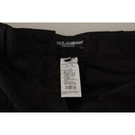 Dolce & Gabbana Black Brocade Cropped High Waist Pants PAN73078- 36