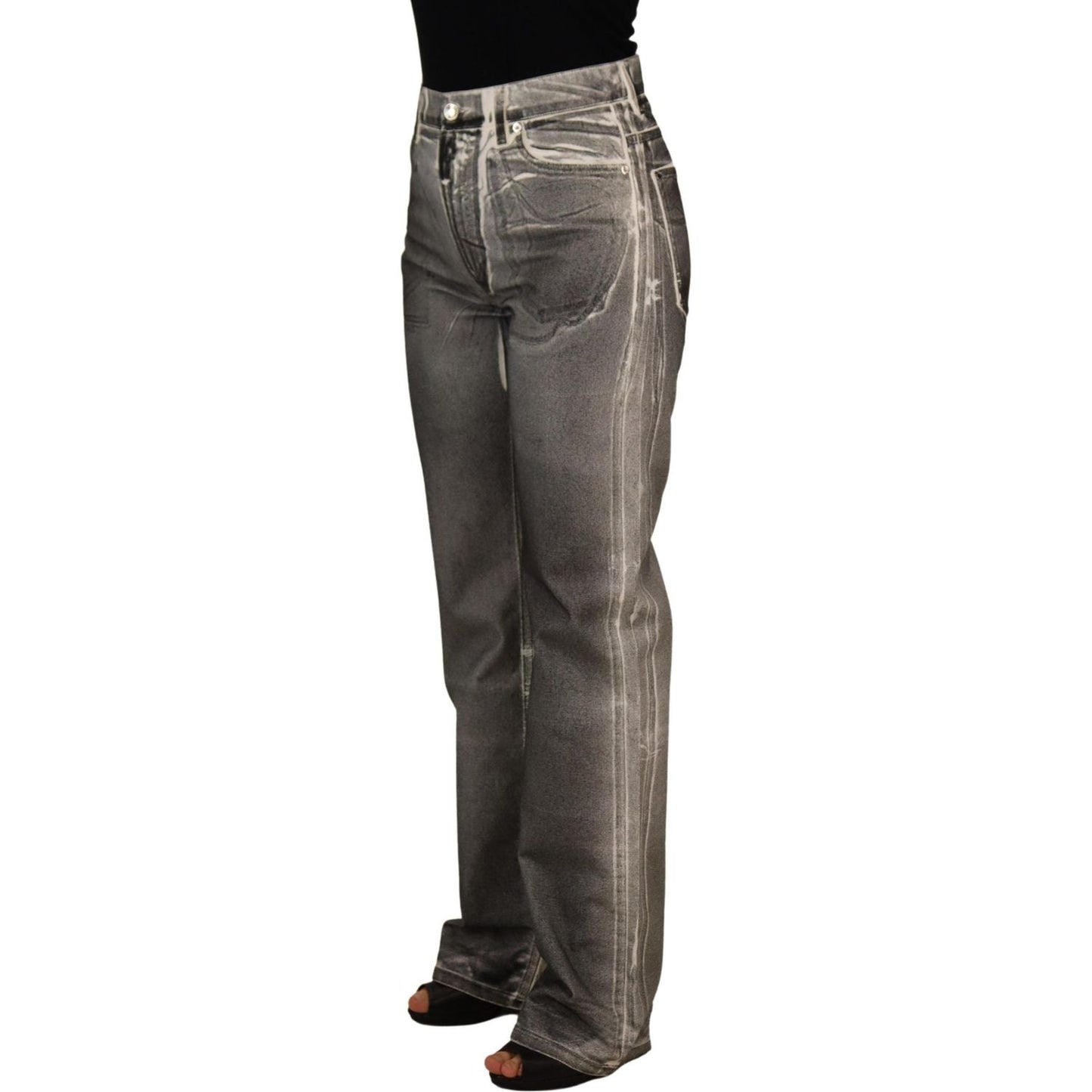 Dolce & Gabbana Grey Washed High Waist Denim Pants Cotton Jeans PAN73097 - 40