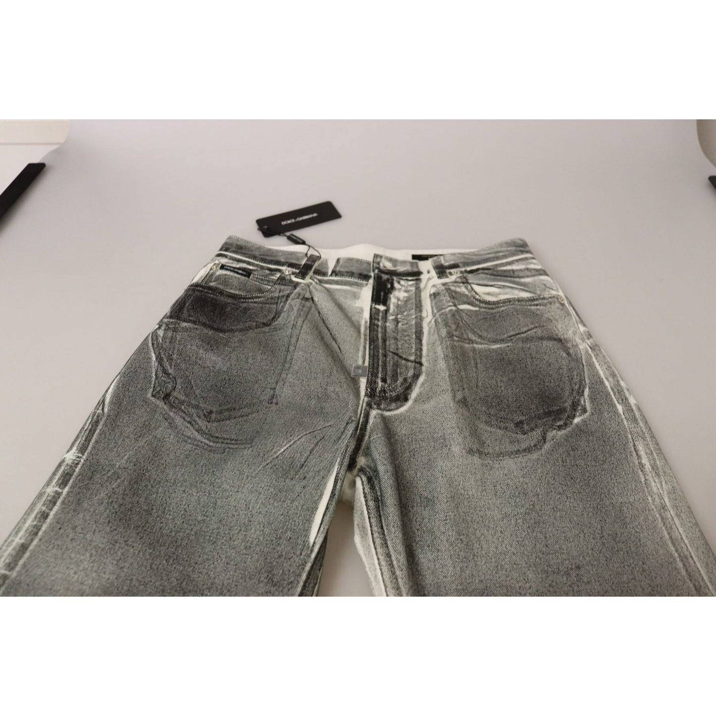 Dolce & Gabbana Grey Washed High Waist Denim Pants Cotton Jeans PAN73097 - 40