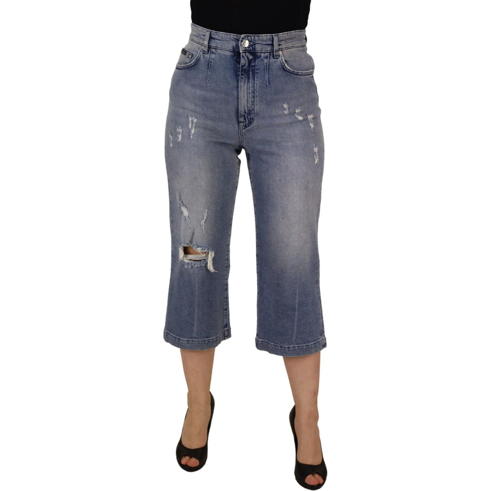 Dolce & Gabbana Blue Washed High Waist Cropped Denim Jeans PAN73105- 44