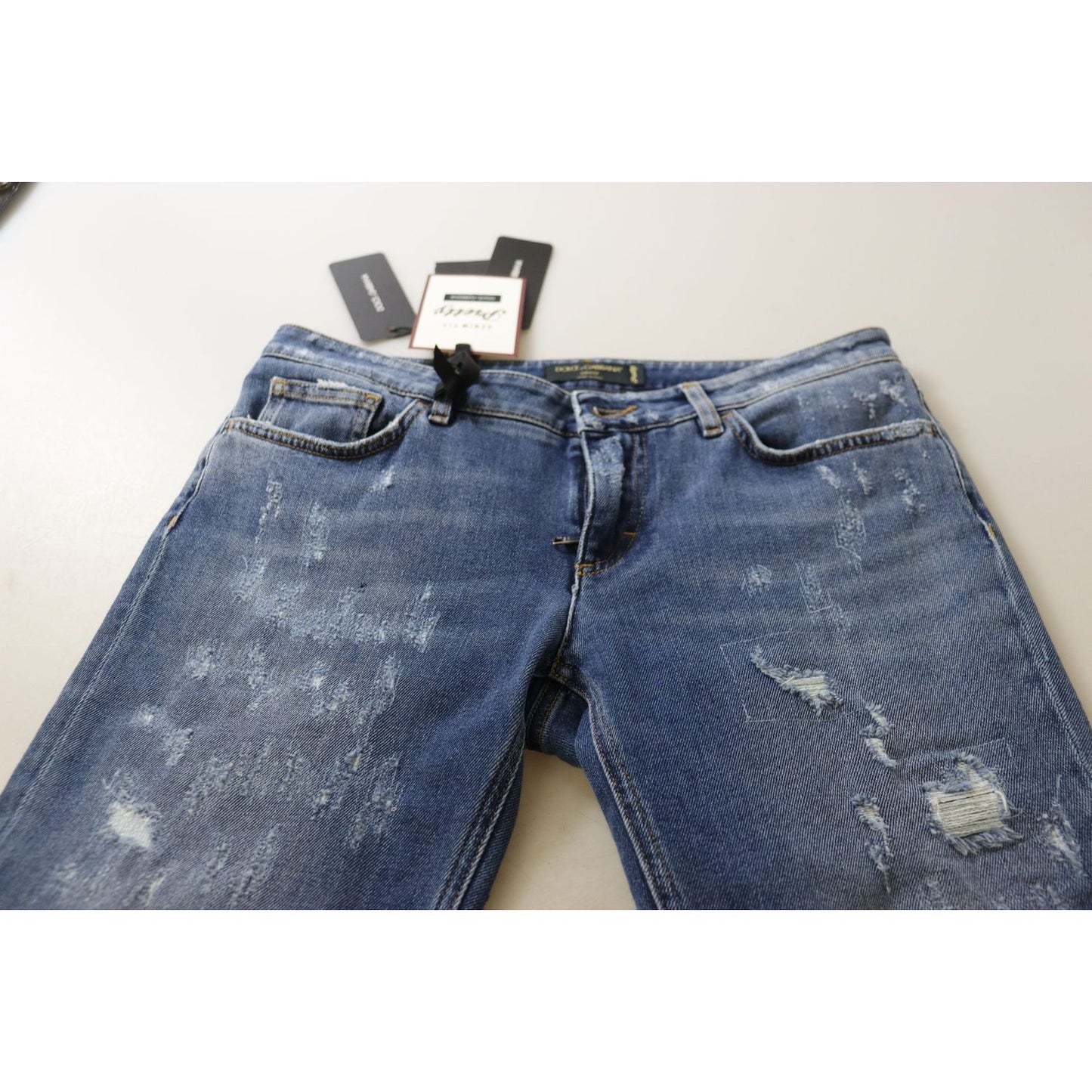 Dolce & Gabbana Blue Washed Cotton Skinny Low Waist Denim Jeans PAN73109- 44