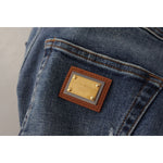 Dolce & Gabbana Blue Denim Crystal Embellished Pants Jeans PAN73047 - 38