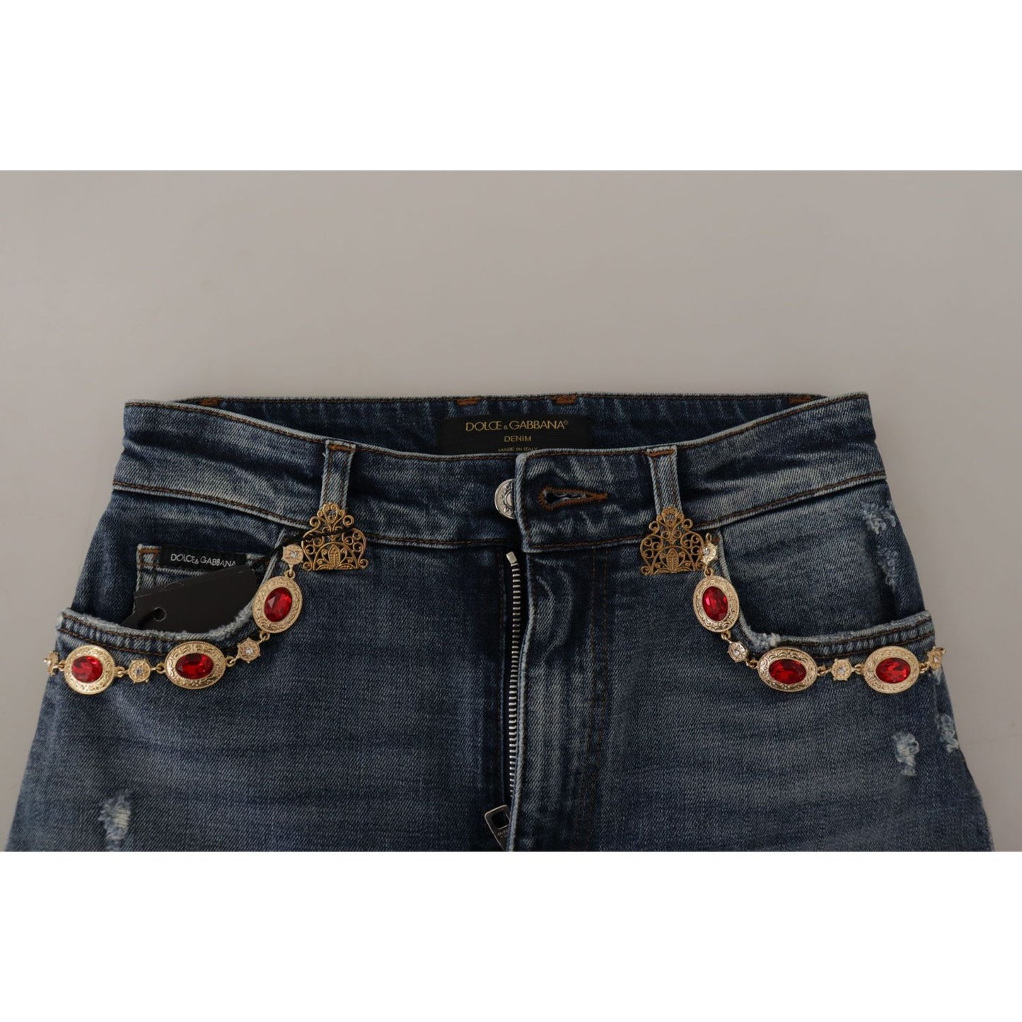 Dolce & Gabbana Blue Denim Crystal Embellished Pants Jeans PAN73047 - 38