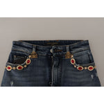 Dolce & Gabbana Blue Denim Crystal Embellished Pants Jeans PAN73047 - 38