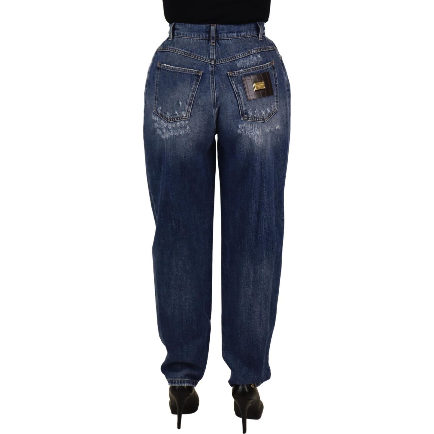 Dolce & Gabbana Blue Washed High Waist Loose Fit Pants PAN73085- 40