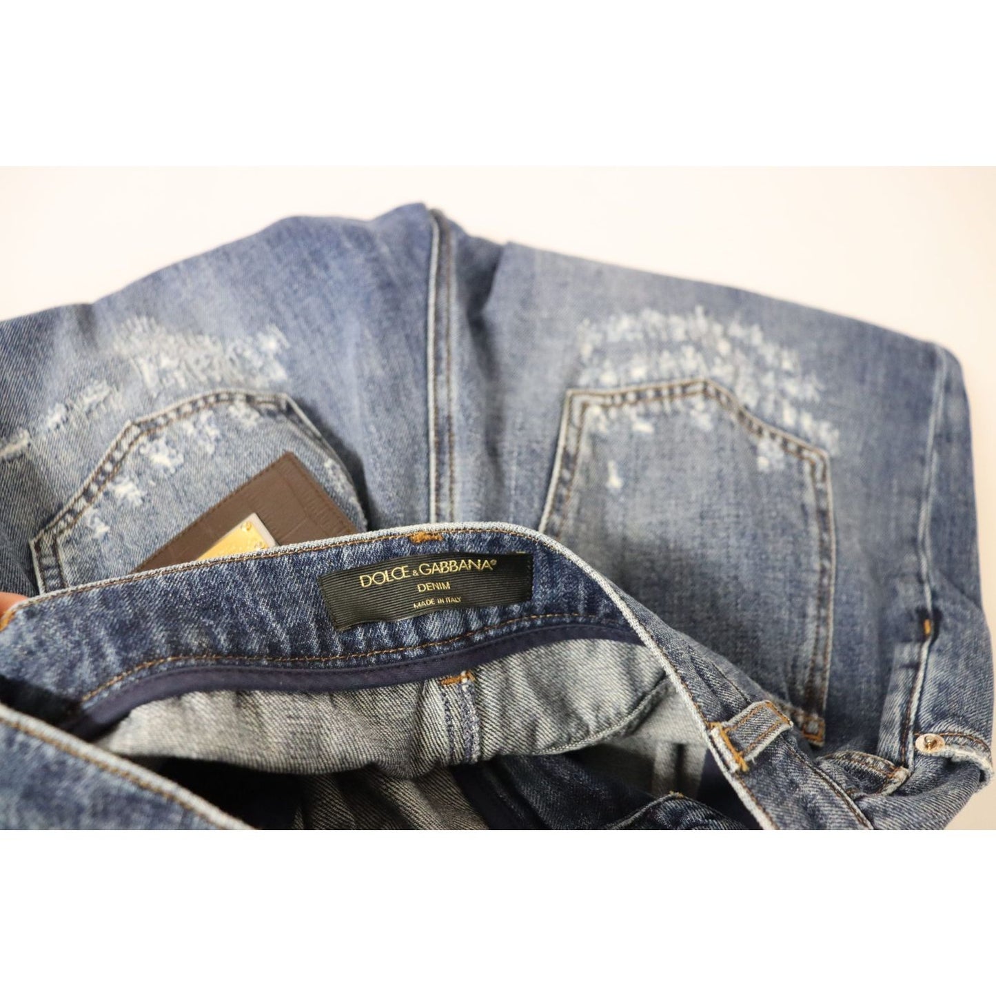 Dolce & Gabbana Blue Washed High Waist Loose Fit Pants PAN73085- 40