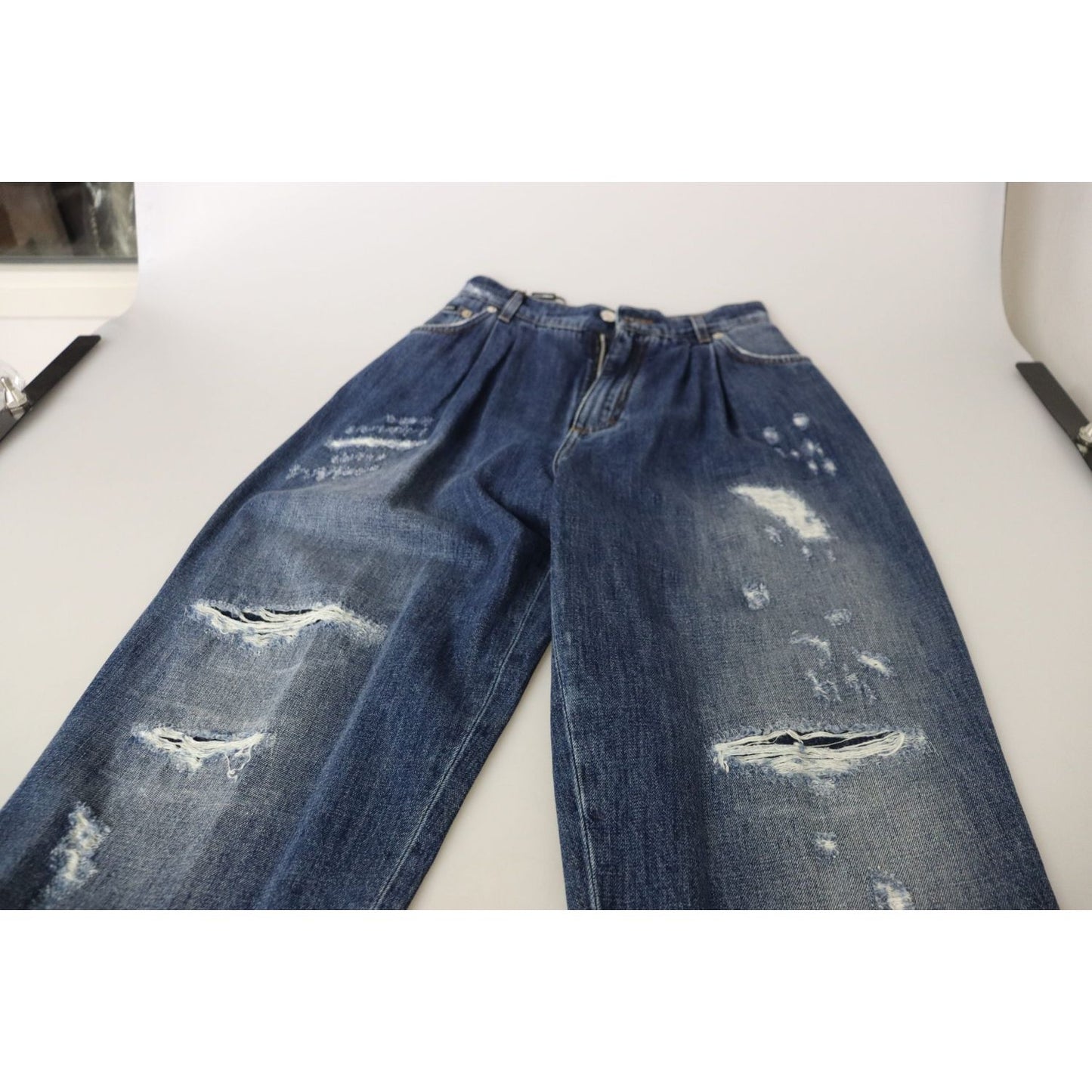 Dolce & Gabbana Blue Washed High Waist Loose Fit Pants PAN73085- 40