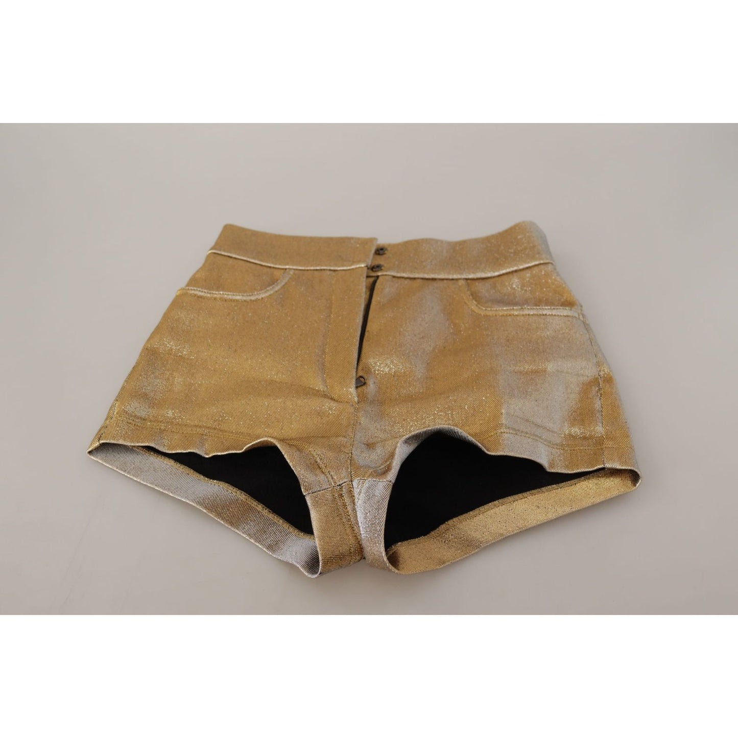 Dolce & Gabbana Gold Cotton Blend Glittered Hot Shorts SKI1846 -38