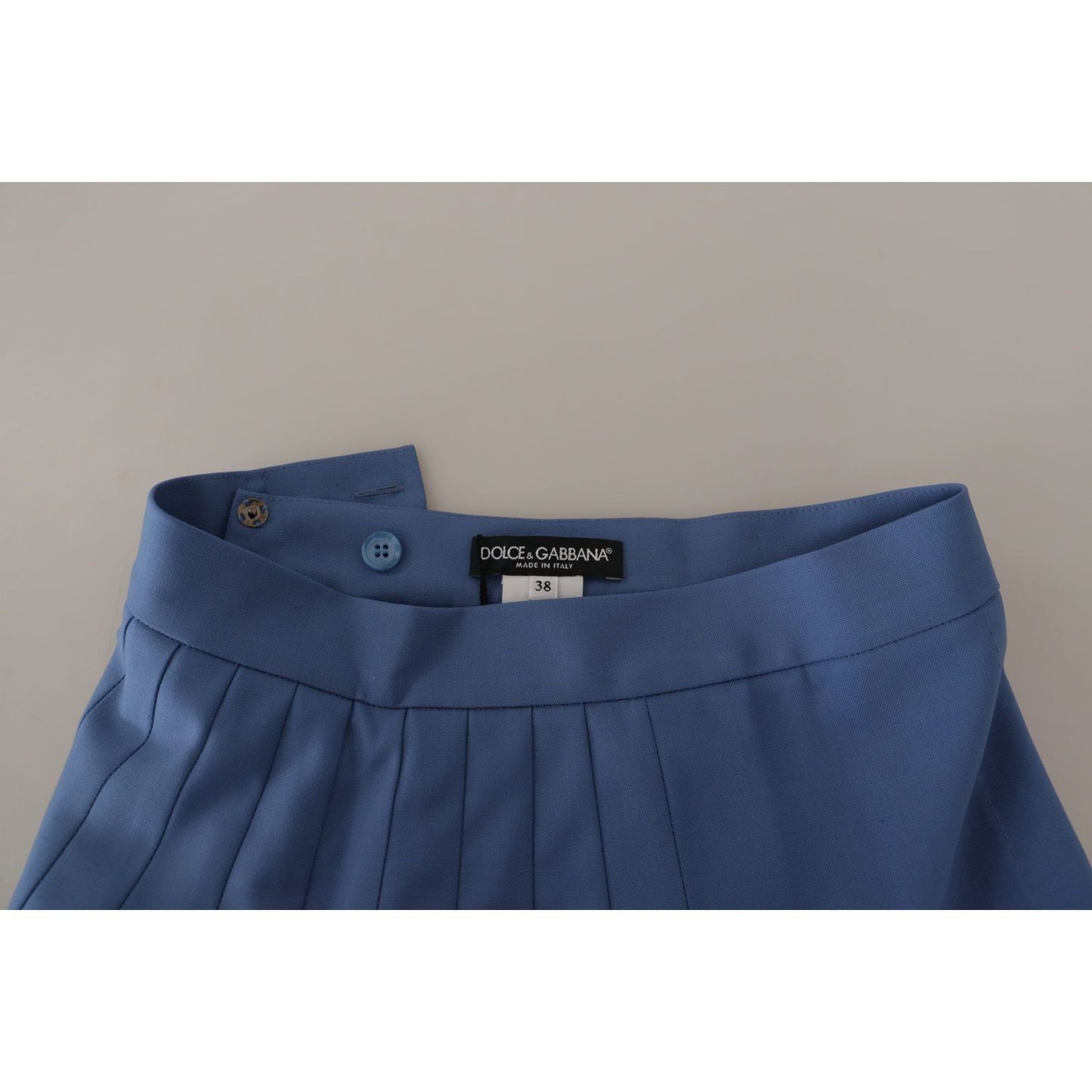 Dolce & Gabbana Blue Embellished Pleated Mini Skirt Wool SKI1823- 38