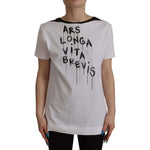 Dolce & Gabbana White Slogan Print Round Neck Cotton T-shirt TSH7841- 44
