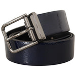 Dolce & Gabbana Blue Patent Leather Vernice Silver Logo Buckle Belt BEL8497 -90