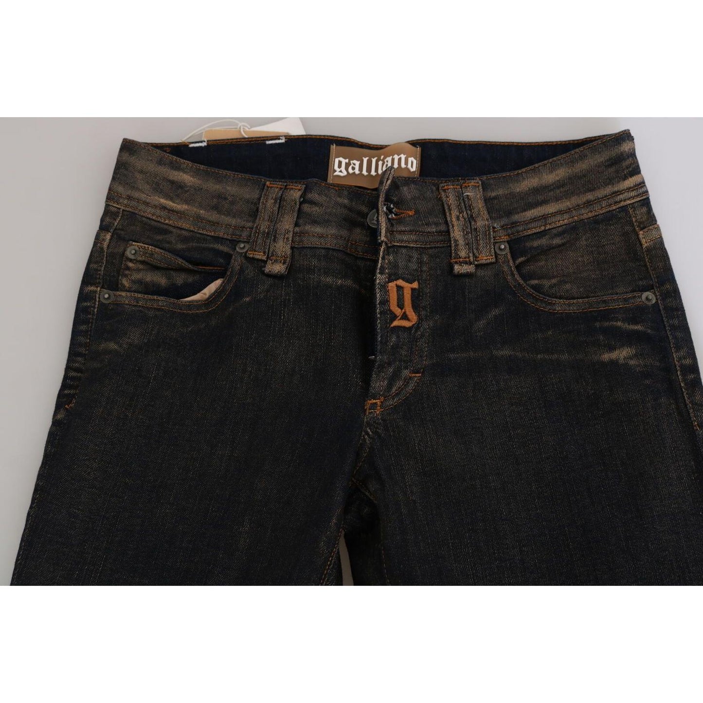 John Galliano Chic Flared Mid Waist Black Denim John Galliano Black
