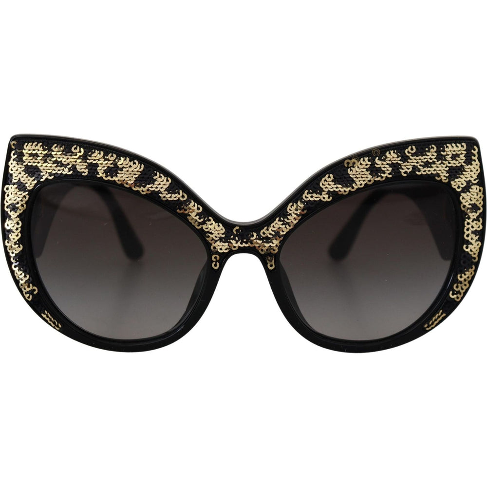 Dolce & Gabbana Black Gold Sequin Butterfly Polarized DG4326 Sunglasses GLA1189