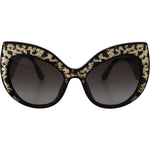 Dolce & Gabbana Black Gold Sequin Butterfly Polarized DG4326 Sunglasses GLA1189