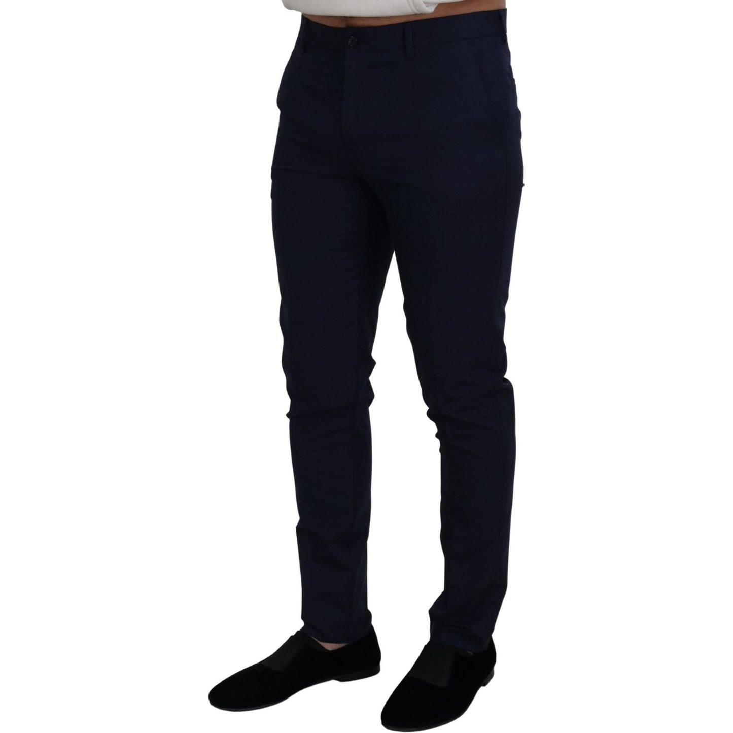 Dolce & Gabbana Elegant Slim Fit Blue Dress Pants Dolce & Gabbana Black