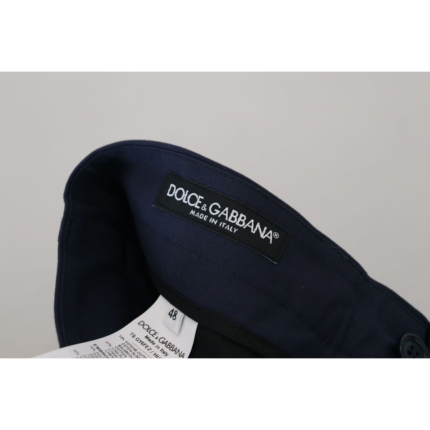 Dolce & Gabbana Elegant Slim Fit Blue Dress Pants Dolce & Gabbana Black