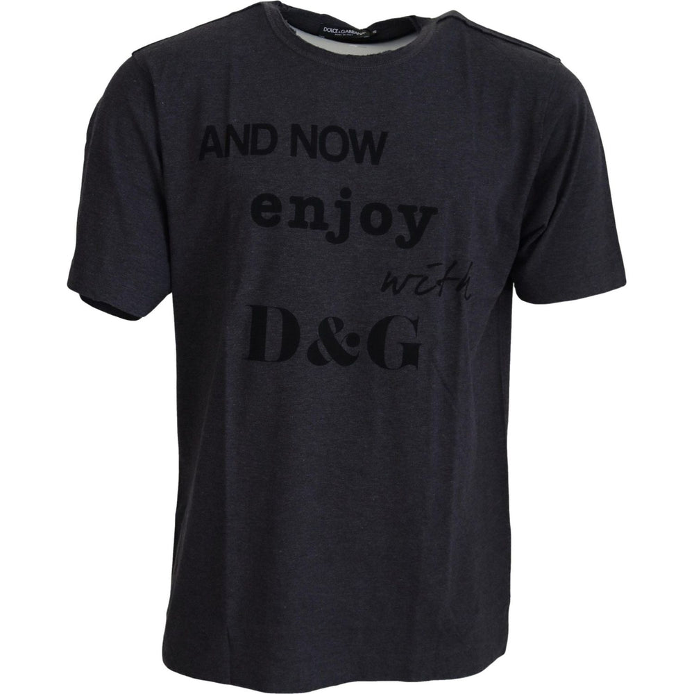 Dolce & Gabbana Gray Crewneck Cotton Short Sleeve T-shirt TSH7514- 56