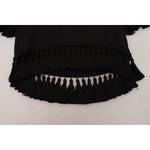 Dolce & Gabbana Black T-shirt Blouse Tassle Cotton Blouse TSH83244- 36