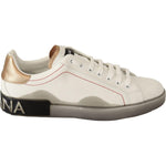 Dolce & Gabbana White Gold Leather Low Top Sneakers Casual Shoes MV4628- 39.5