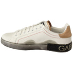 Dolce & Gabbana White Gold Leather Low Top Sneakers Casual Shoes MV4628- 39.5