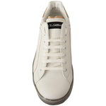 Dolce & Gabbana White Gold Leather Low Top Sneakers Casual Shoes MV4628- 39.5