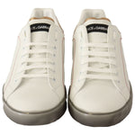 Dolce & Gabbana White Gold Leather Low Top Sneakers Casual Shoes MV4628- 39.5