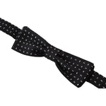 Dolce & Gabbana Black Silk Patterned Neck Papillon Accessory Bow Tie KRA3765