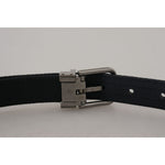 Dolce & Gabbana Blue Jacquard Stripe Silver Buckle Belt BEL8977- 90
