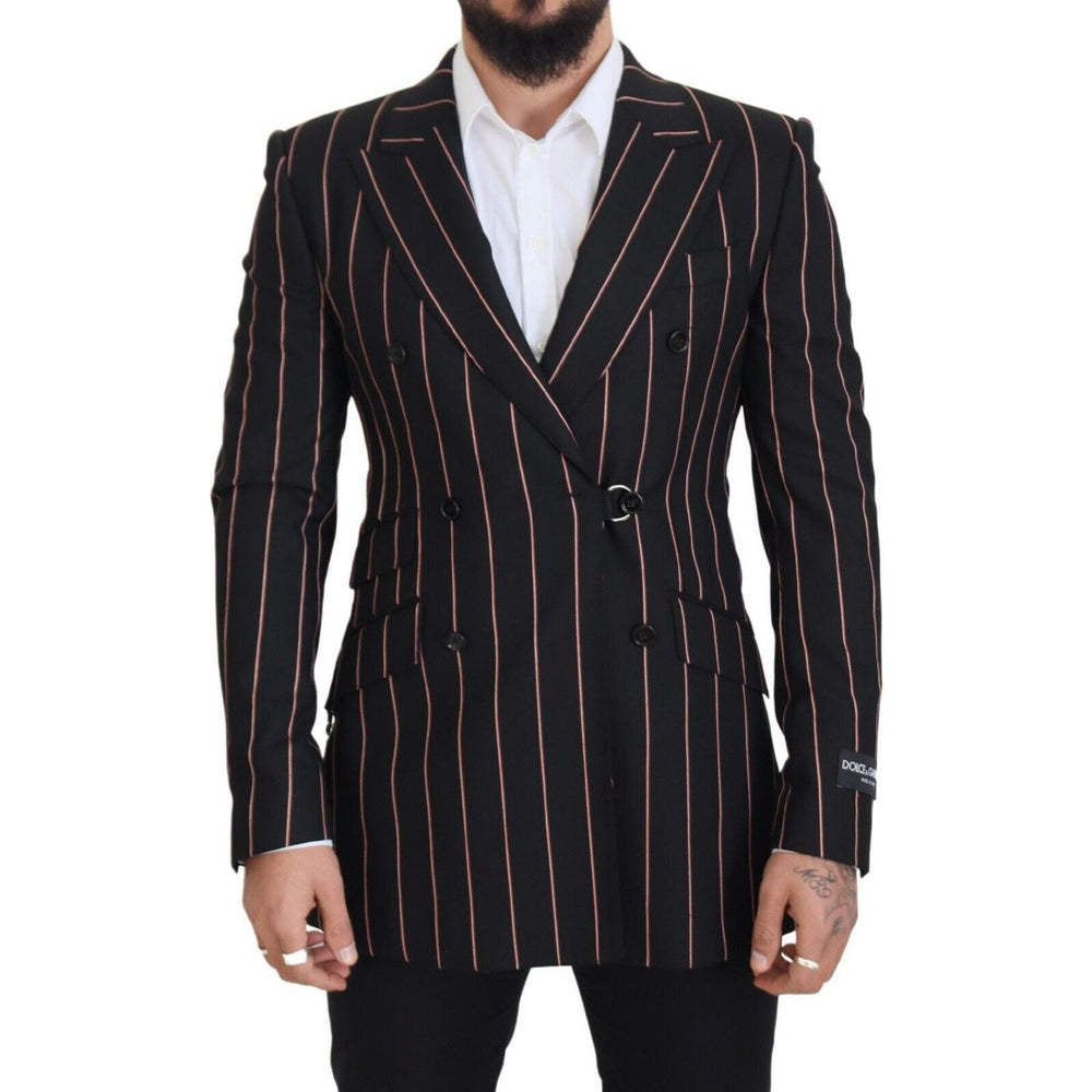 Dolce & Gabbana Black Stripes Viscose Double Breasted Blazer JKT3435 - 48