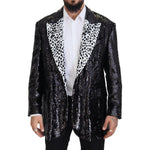 Dolce & Gabbana Black Sequined Cow Pattern Nylon Blazer JKT3432 - 48