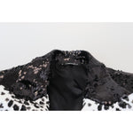 Dolce & Gabbana Black Sequined Cow Pattern Nylon Blazer JKT3432 - 48