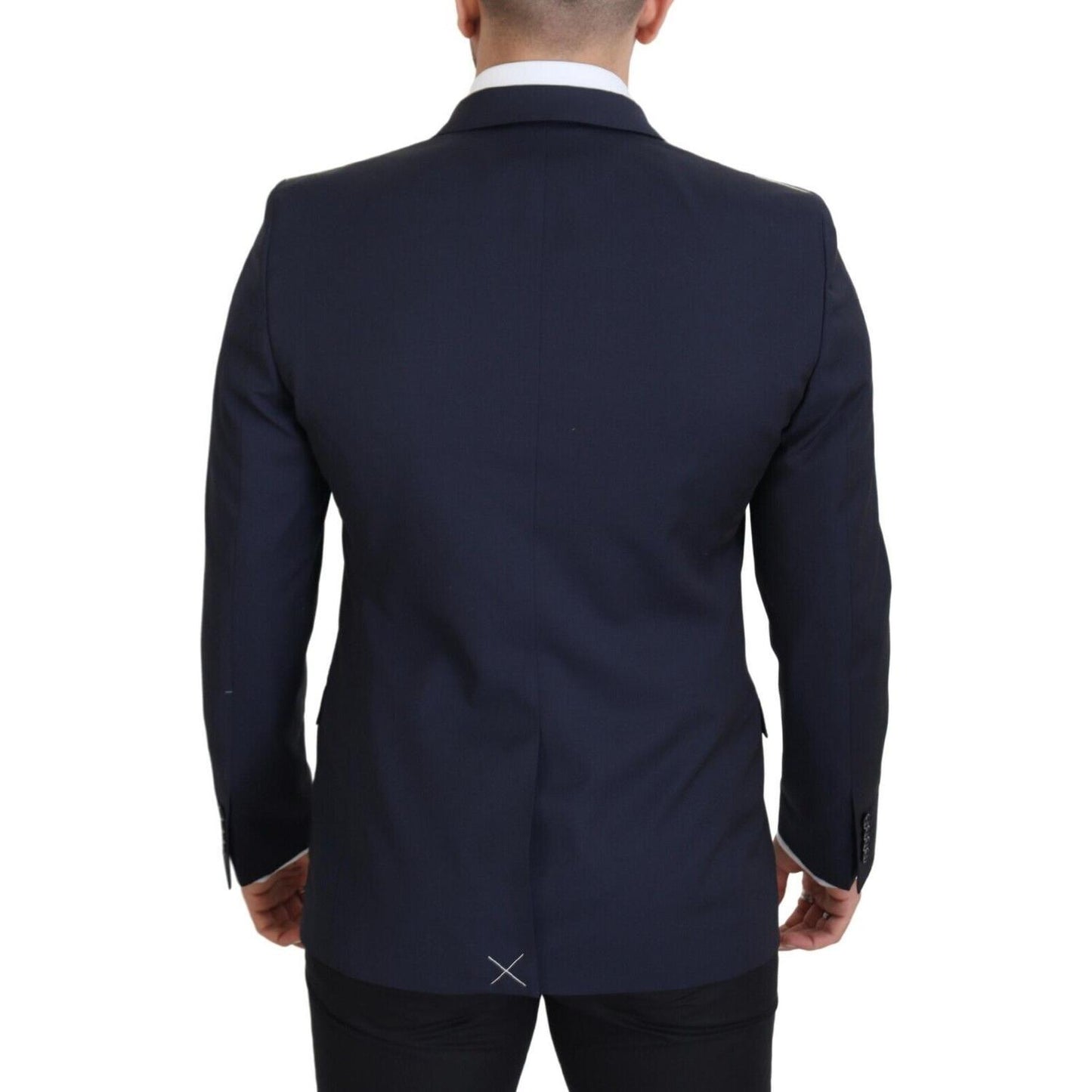 Dolce & Gabbana Elegant Dark Blue Slim Fit Wool Blazer Dolce & Gabbana Dark Slate Gray
