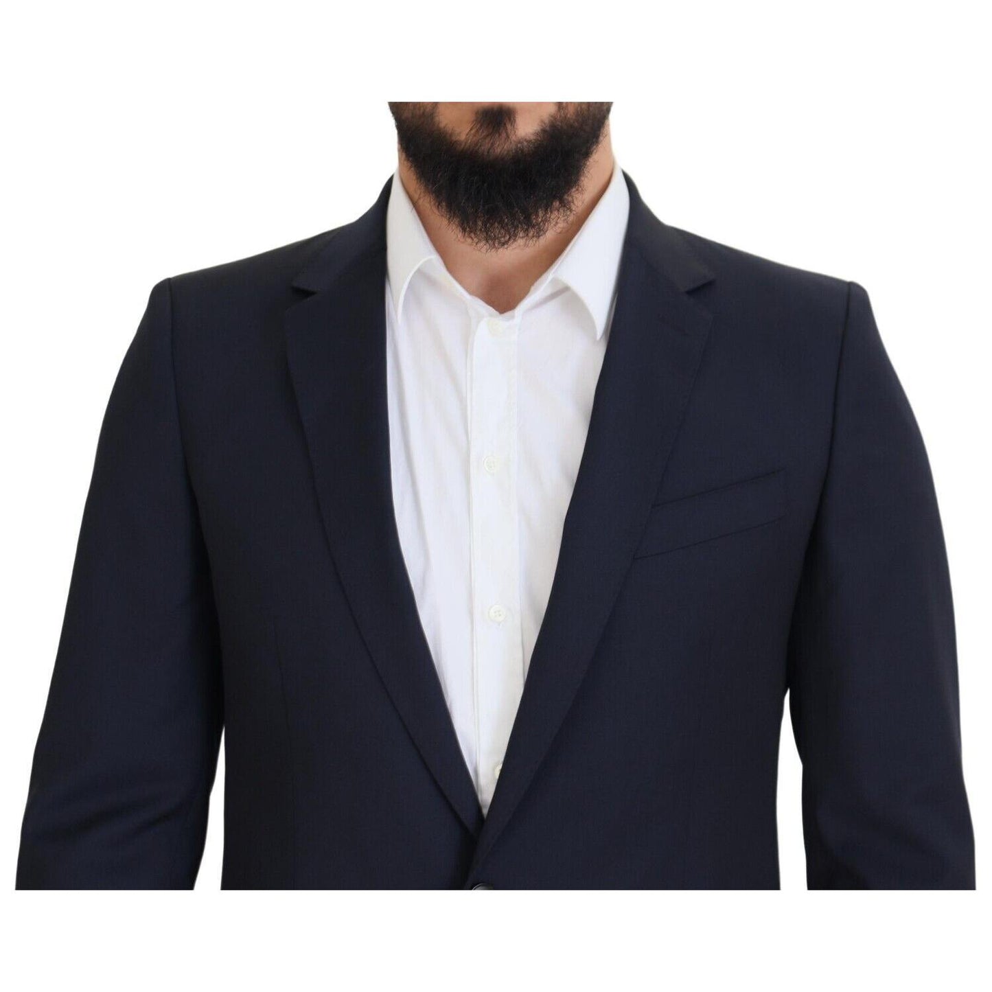 Dolce & Gabbana Elegant Dark Blue Slim Fit Wool Blazer Dolce & Gabbana Dark Slate Gray