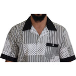 Dolce & Gabbana White Black Patterned Button Down Shirt TSH83177 - 40