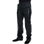 Dolce & Gabbana Black Shining Drawstring Trouser Nylon Pants PAN74254 - 48