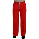 Dolce & Gabbana Red Straight Fit Men Trousers Cotton Pants PAN74388 - 48