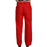 Dolce & Gabbana Red Straight Fit Men Trousers Cotton Pants PAN74388 - 48