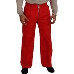 Dolce & Gabbana Red Straight Fit Men Trousers Cotton Pants PAN74388 - 48