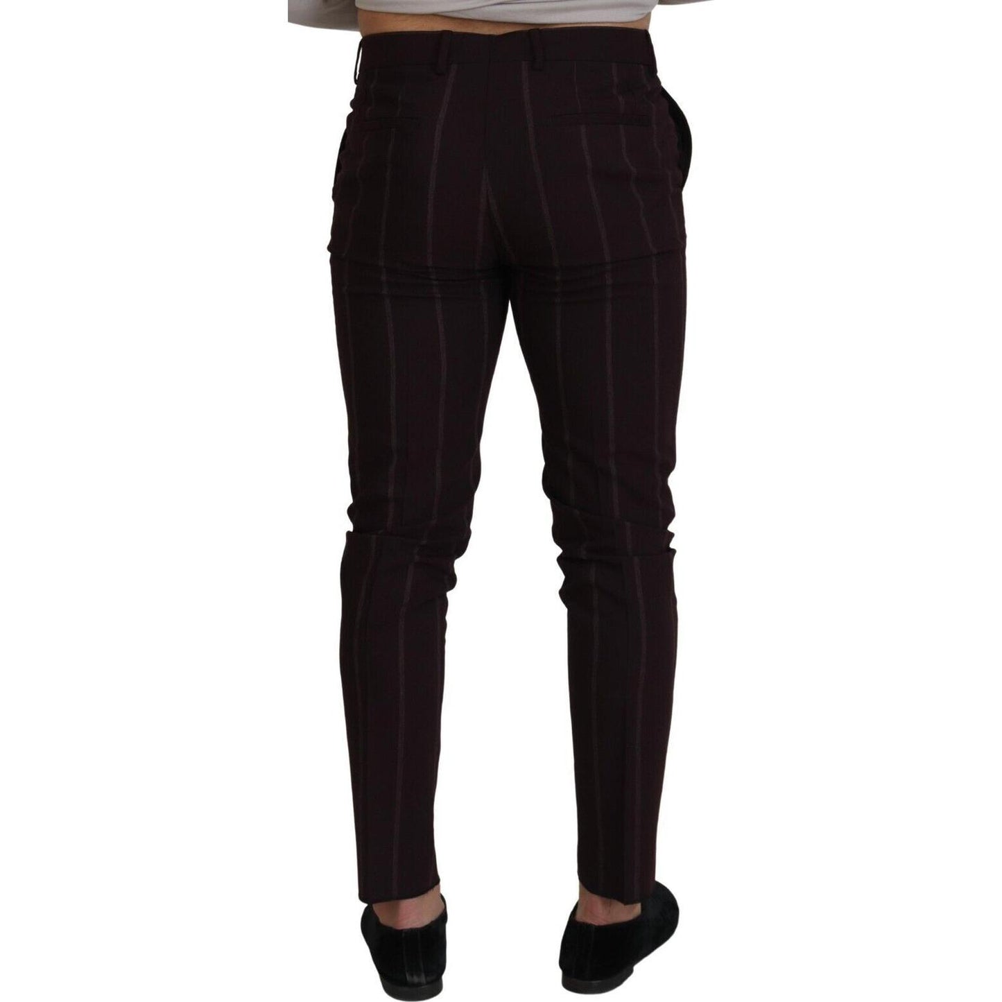 Dolce & Gabbana Brown Striped Men Trousers Cotton Pants PAN74383 - 48