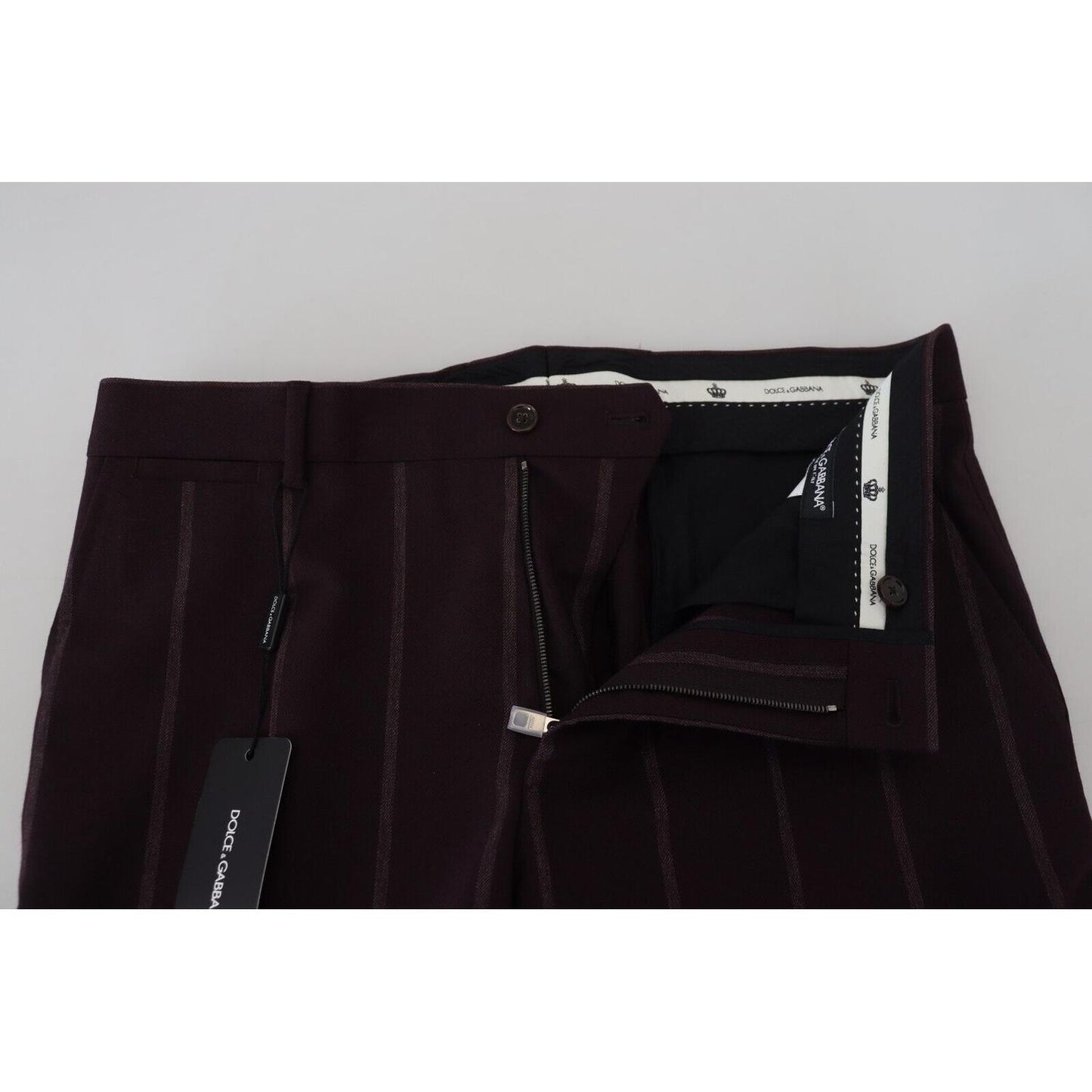 Dolce & Gabbana Brown Striped Men Trousers Cotton Pants PAN74383 - 48