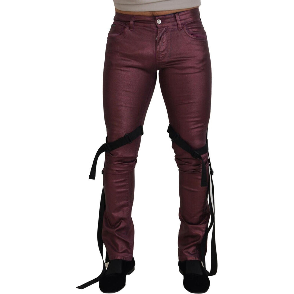 Dolce & Gabbana Magenta Cotton Men Casual Harness Denim Jeans PAN74381 - 48