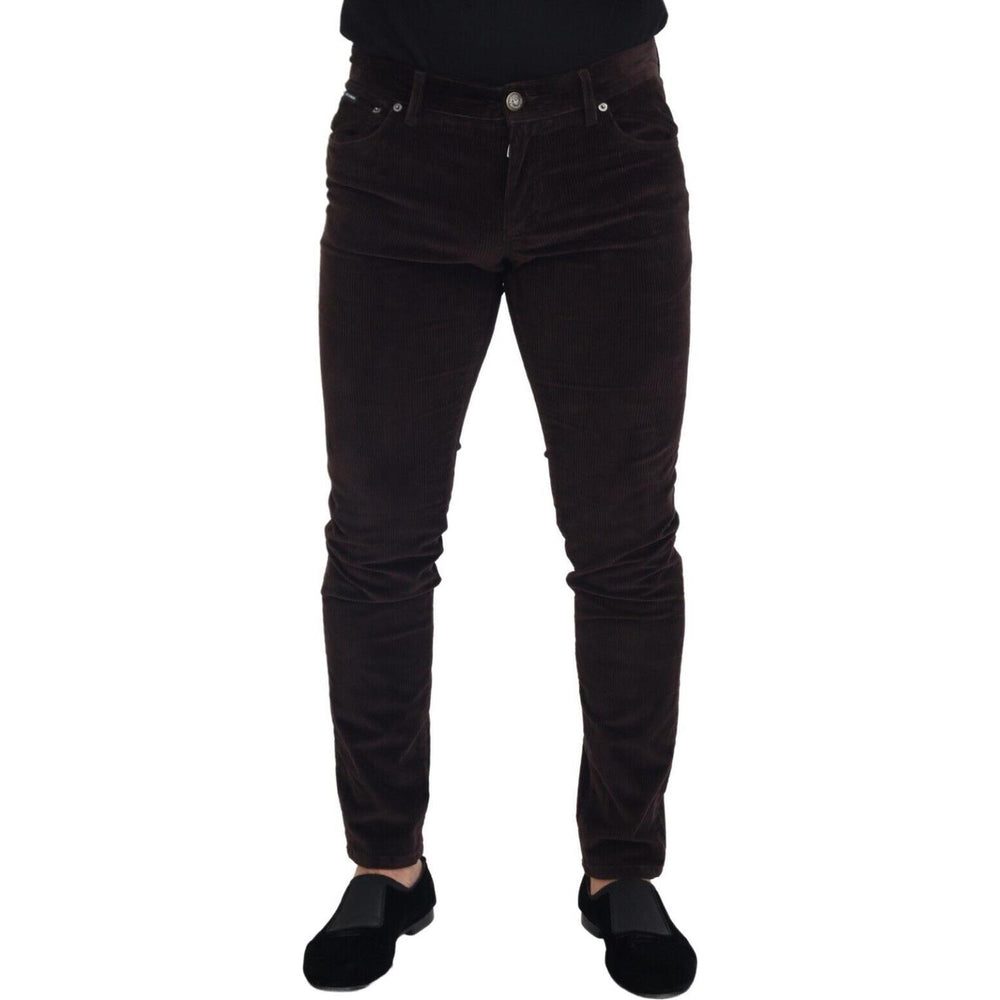 Dolce & Gabbana Brown Corduroy Men Casual Trouser Pants PAN74256 - 50