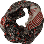 Dolce & Gabbana Black Red Linen Sailboat Stripe Print Shawl Scarf MS6163