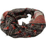 Dolce & Gabbana Black Red Linen Sailboat Stripe Print Shawl Scarf MS6163