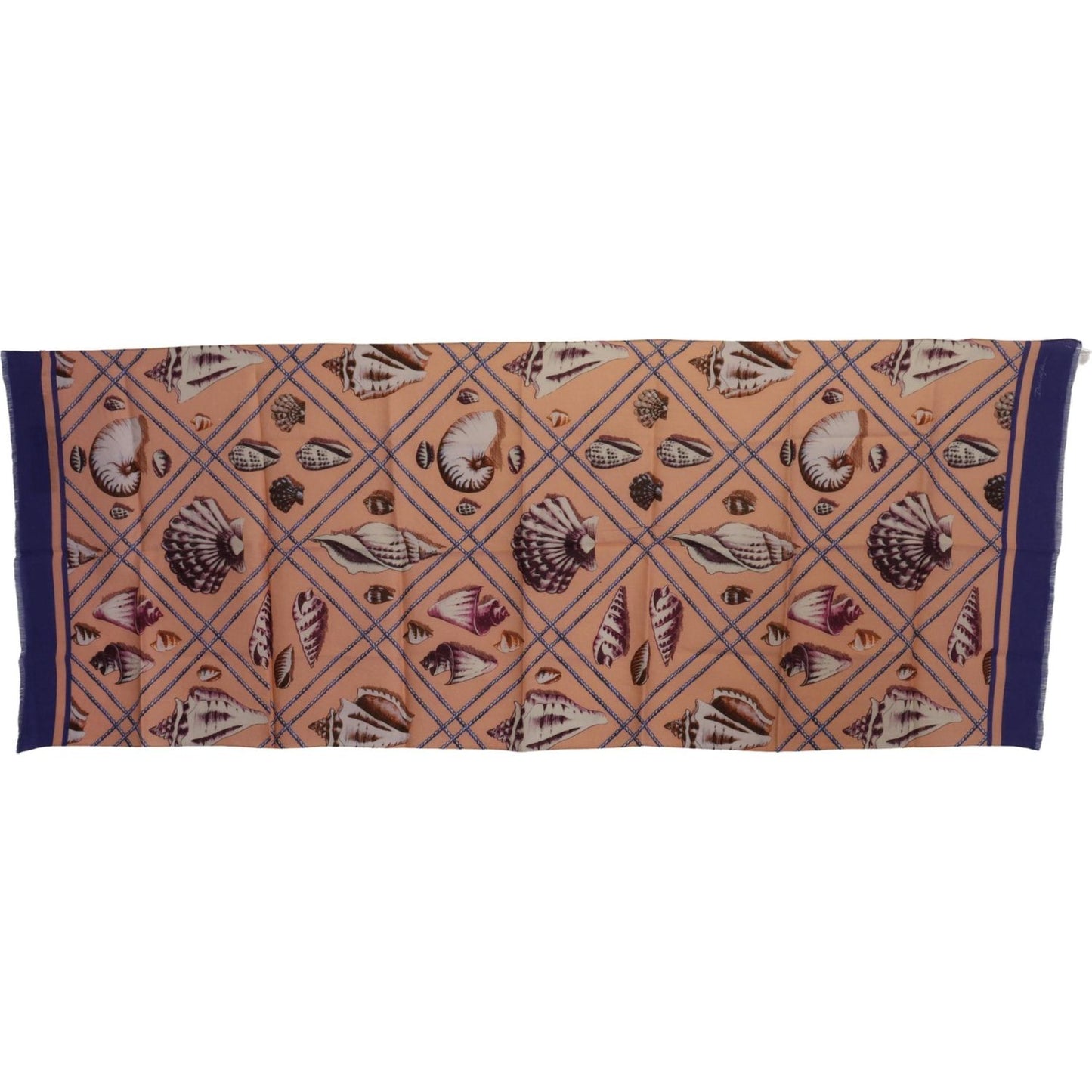Dolce & Gabbana Blue Linen Seashell Pattern Mens Wrap Shawl Scarf MS6164