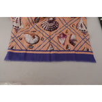 Dolce & Gabbana Blue Linen Seashell Pattern Mens Wrap Shawl Scarf MS6164
