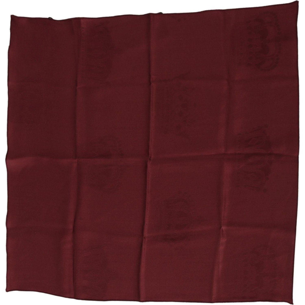 Dolce & Gabbana Maroon Silk Crown Square Wrap Handkerchief Scarf MS6179