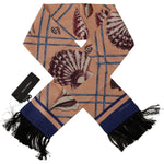 Dolce & Gabbana Multicolor Seashell Patterned DG Logo Shawl Fringe Silk Scarf MS6201